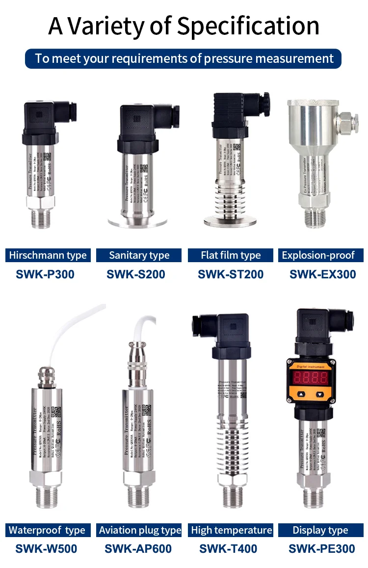 SWK-PE300 LED Display 4-20mA Air Pressure Transmitter Oil Water Pressure Transducer Air Pressure Sensor Transducer