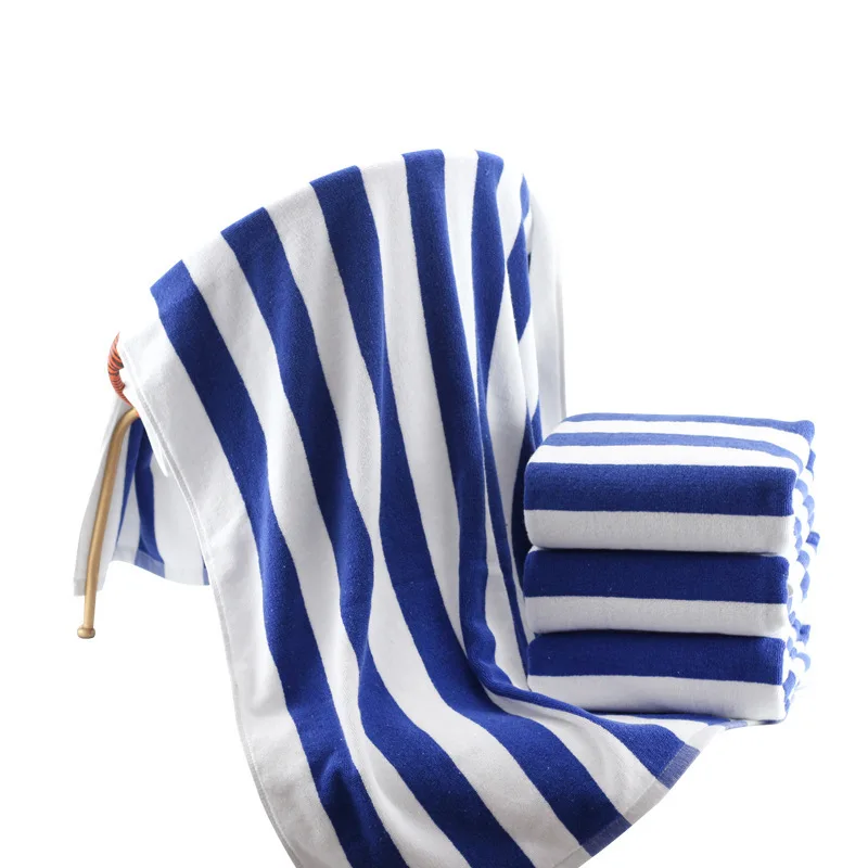 30'x 60' Swimming Towel 100% Cotton Wholesale High Quality Blue And White Stripe Beach Towels