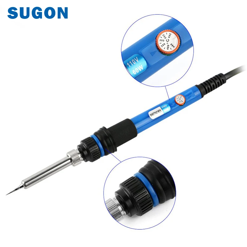 110V 60W Fast Heating Electric Soldering Iron Set with 5Pcs Replaceable Soldering Iron Tips for PCB Mobile Phone Repair
