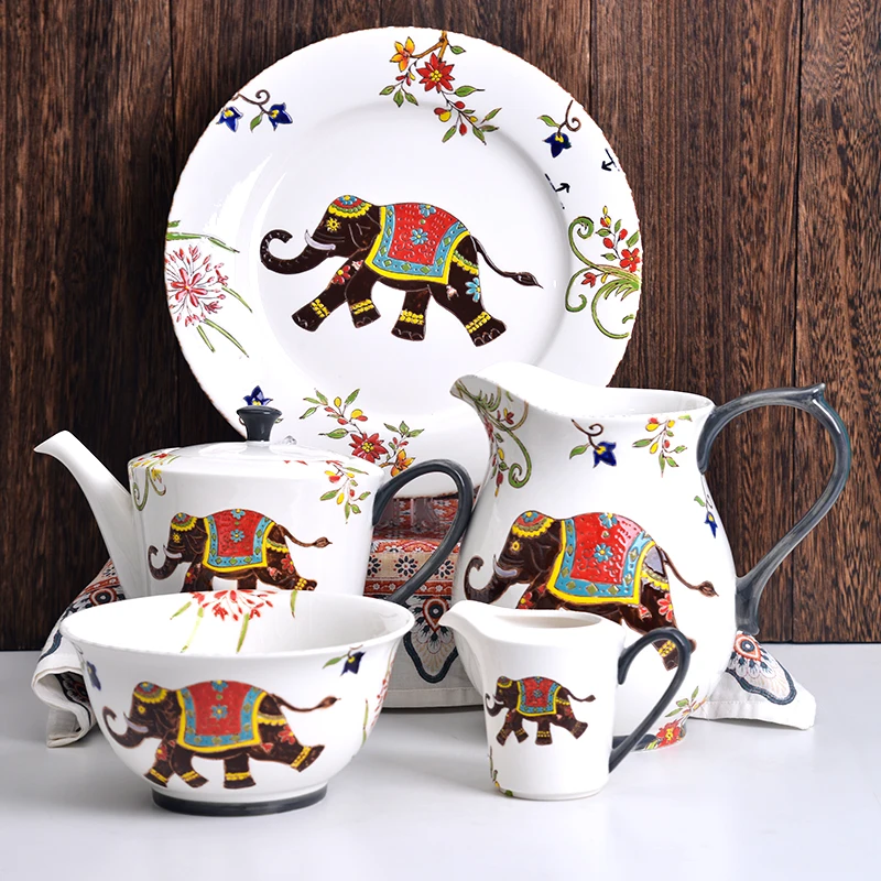 High quality  best price Classic Blue elephant Decorative ceramic elephant