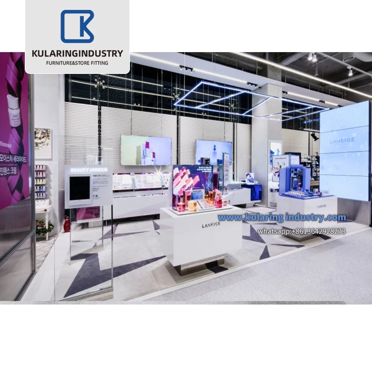 Luxury Store Fixtures Showroom Design Customized Producing Display Racks Shelf decoration Makeup Studio Cosmetic Shop Furniture