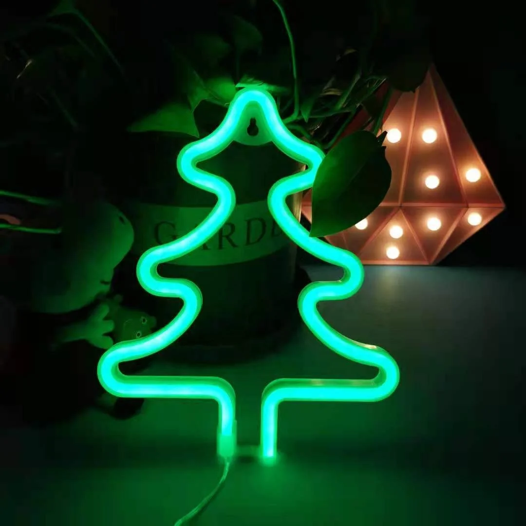 New cross-border neon Christmas decoration lights (Christmas tree bells and snowflake shapes)