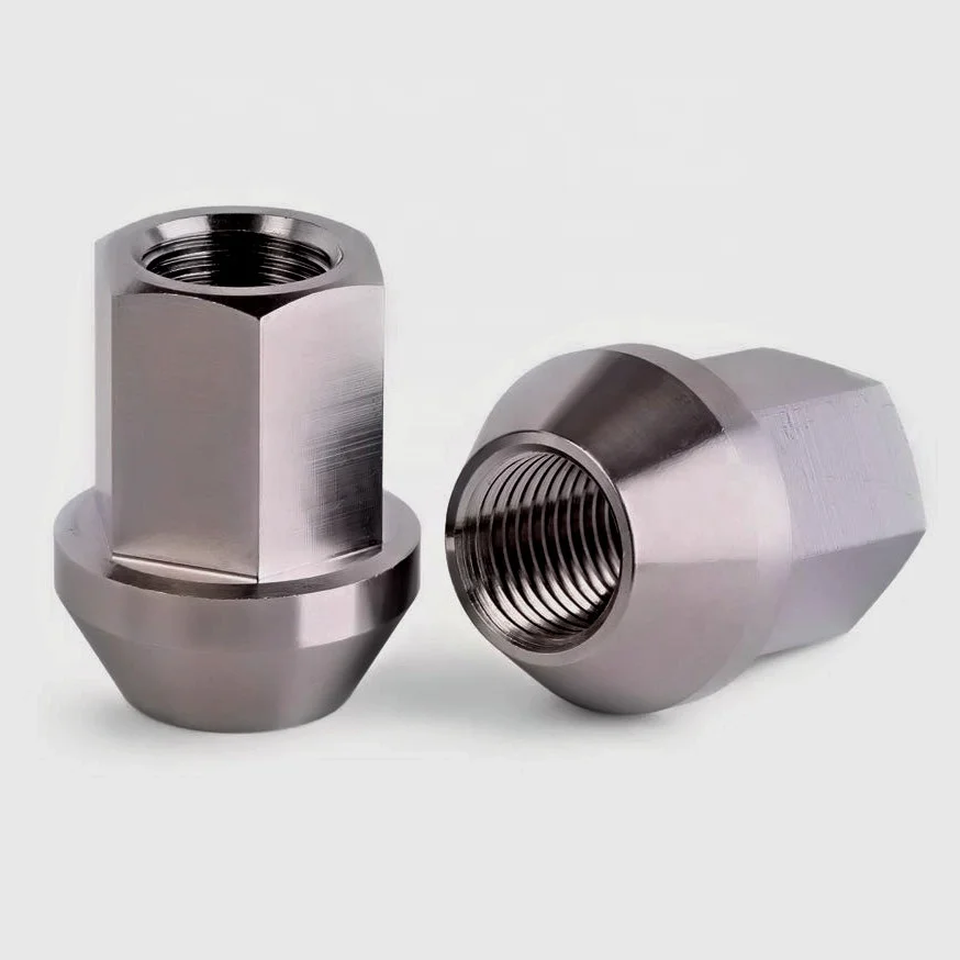 Customized titanium burnt nuts Gr5 M12 M14 Titanium Wheel Hub Nut