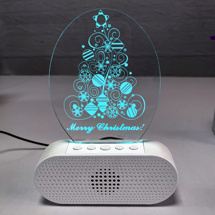 2022 new model  3D LED Night Light Base RGB 7 Colors Changing with Music Speaker TF card