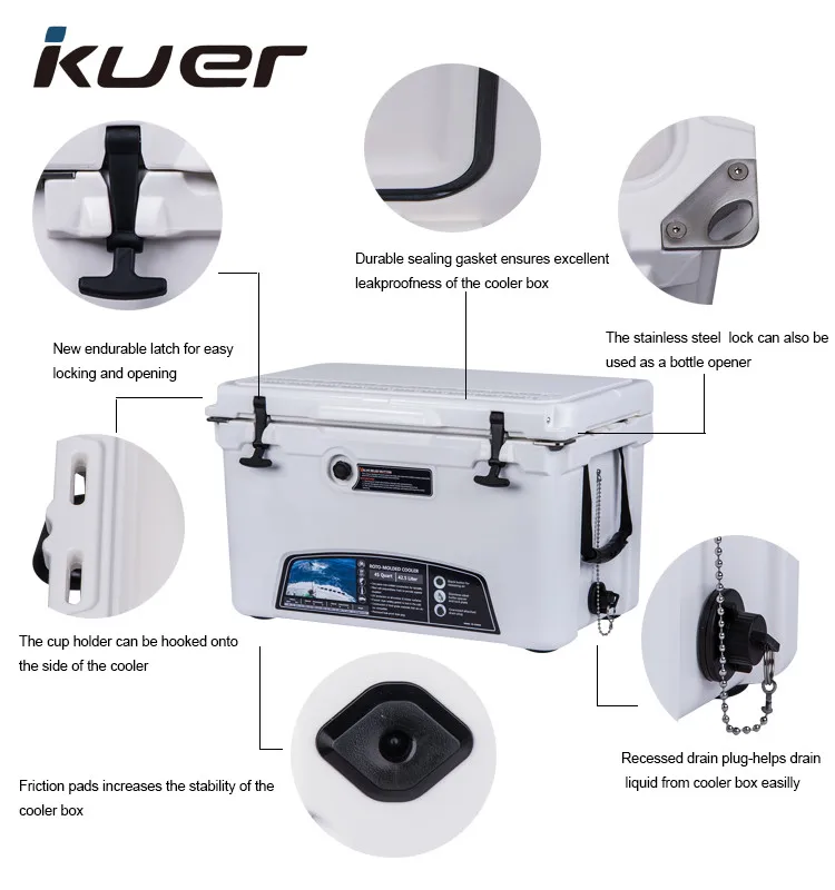 Kuer 20QT Outdoor Ice Cooler Durable Beer Beverage Food Plastic Ice Cooling box