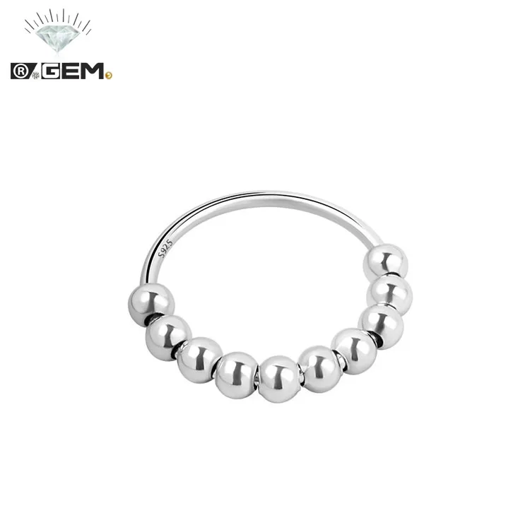 R.GEM. Кольцо-Спиннер из серебра 925 пробы с бусинами