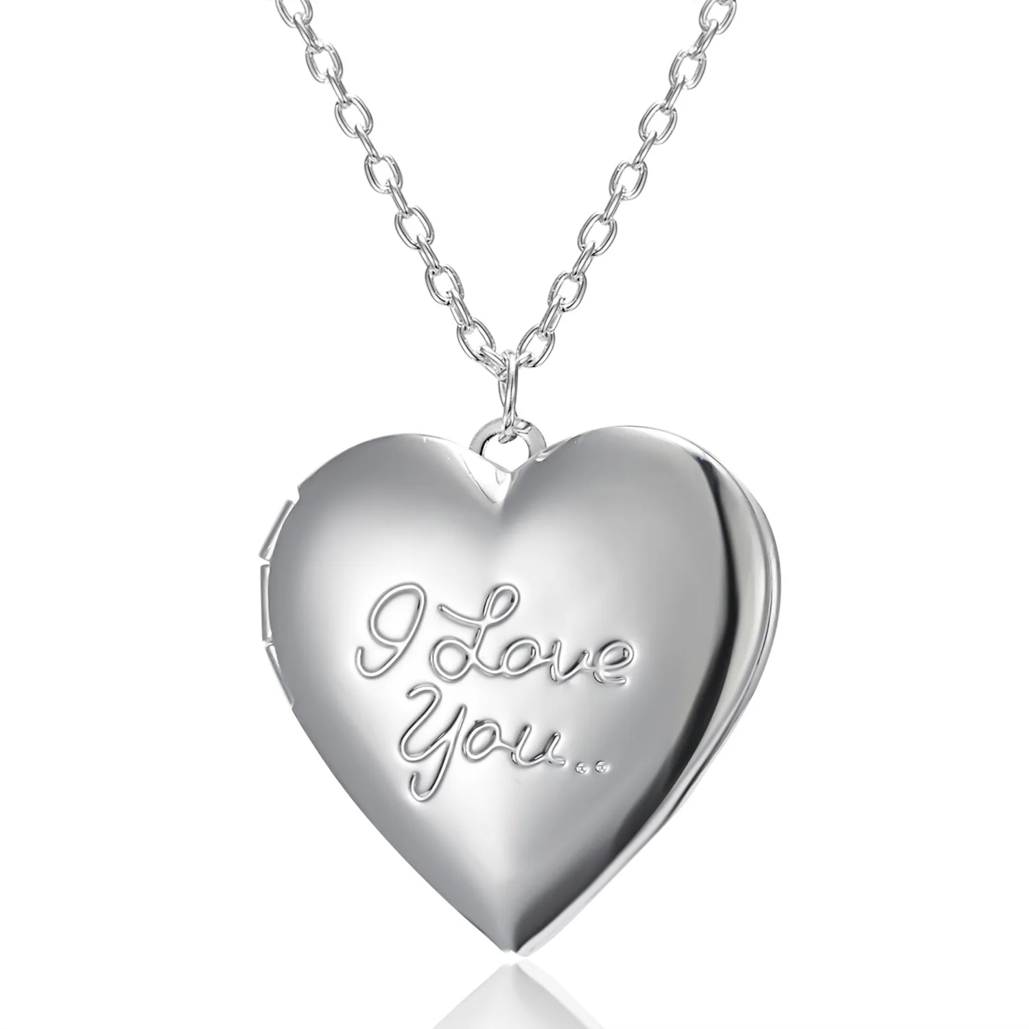 Creative Design Heart Locket Pendant Necklace Photo Frame Heart Pendant Necklace for Couples