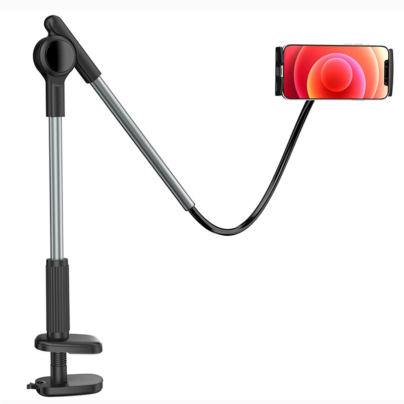 Gooseneck Tablet Mount Holder for Bed-Flexible Tablet Arm Clamp, Bed Stand for 4-12.9 inch Devices