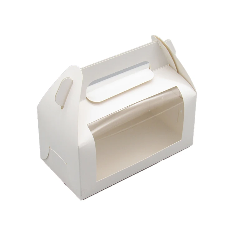 High Quality Candy Paper Cake Boxes Window Packaging Loaf Cakes Box With Handle
