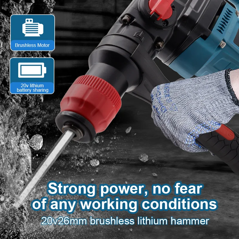 HENGLAI Stock!!! portable Multi-purpose rotary power cordless hammer drills brushless drill