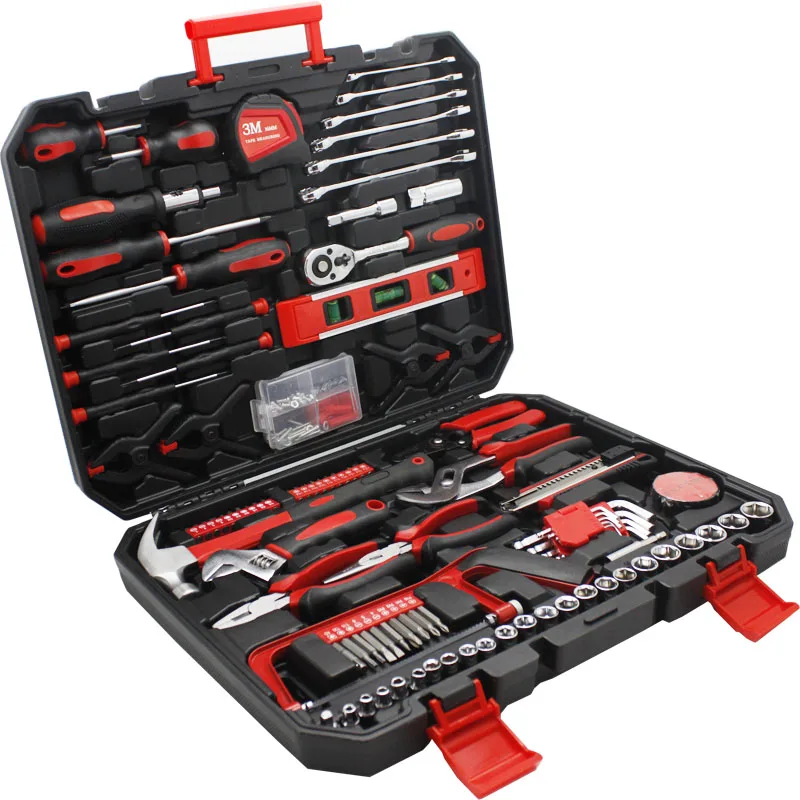 hot selling 158 pcs tool sets of household manual combination tool set dual-purpose wrench tool set thickened toolbox vde
