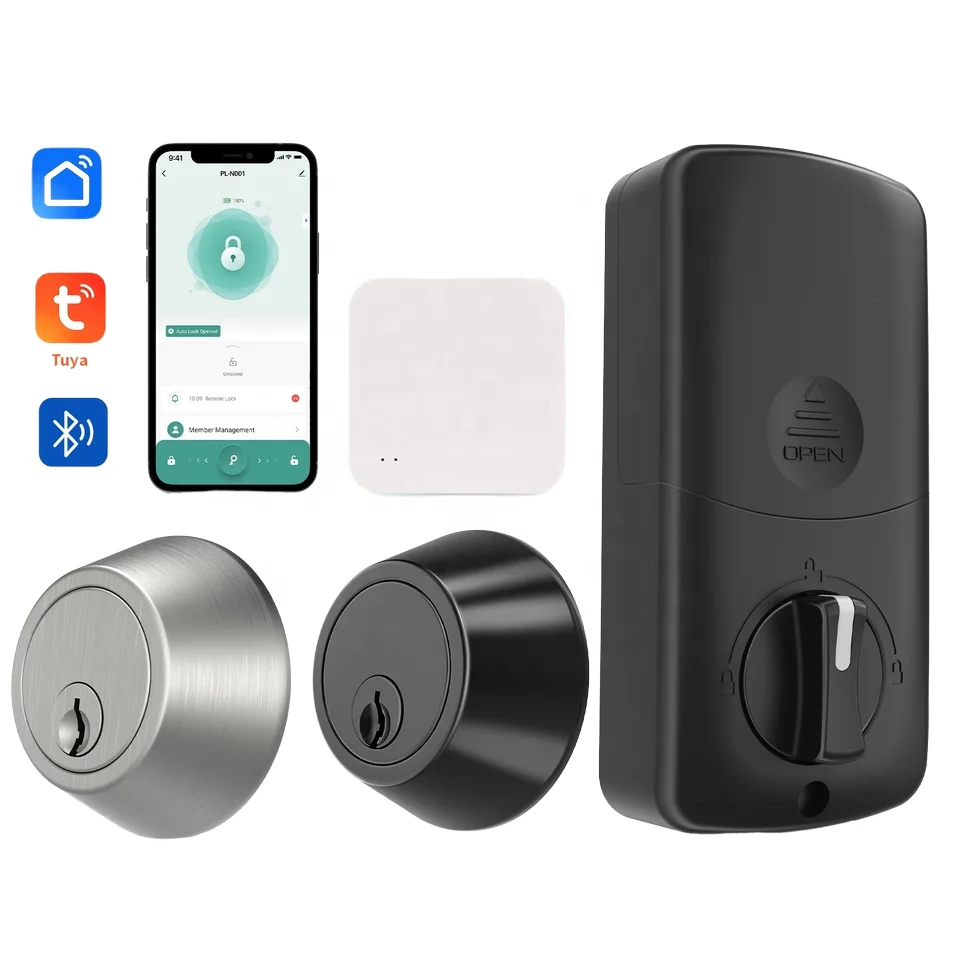 Tuya Smart WiFi Keyless Entry Deadbolt Bluetooth Digital Wooden Door Lock Set with App Network Intelligent Serrure Glass Door