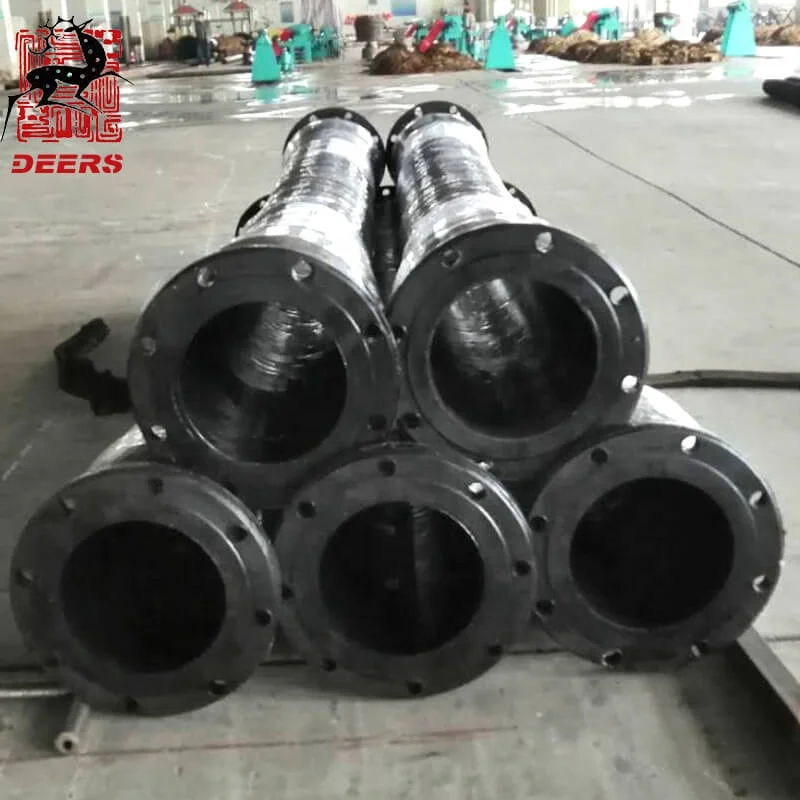Durable dia 250mm dredging discharge hose with flange connector