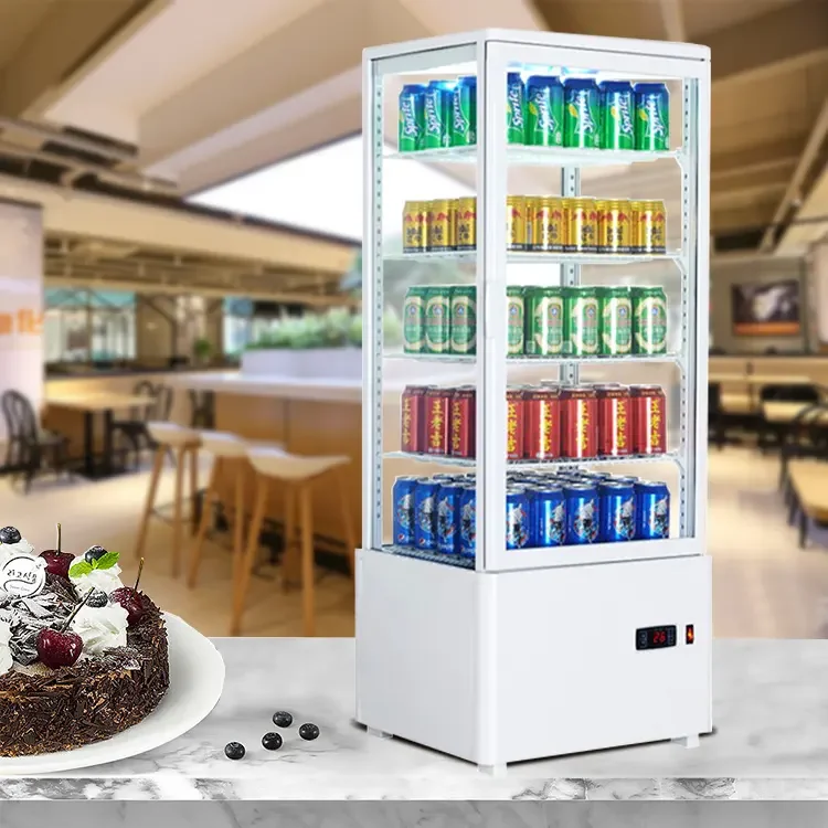 High quality glass door beverage cooler cake refrigerator showcase with led light air cooling frost free cake display freezer