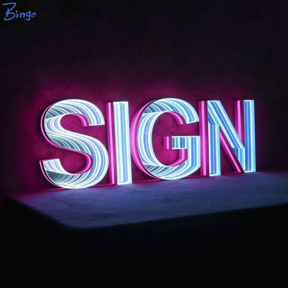 Manufacturers custom mirror effect 3D business illuminated custom acrylic led light signs