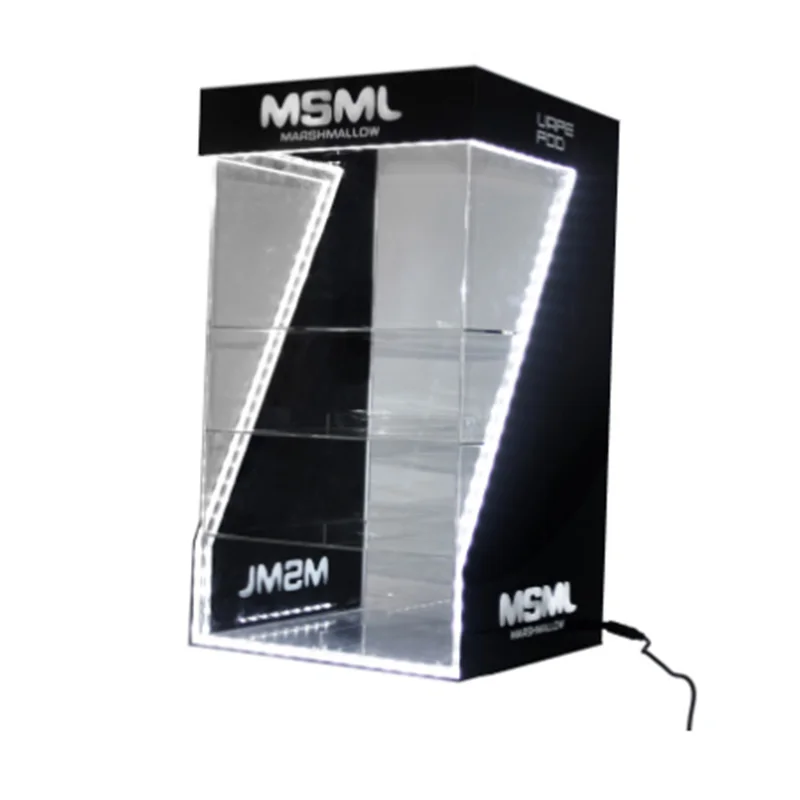 Factory custom store black led pmma acrylic mobile cell phone accessories display box case led phone accessories display stand