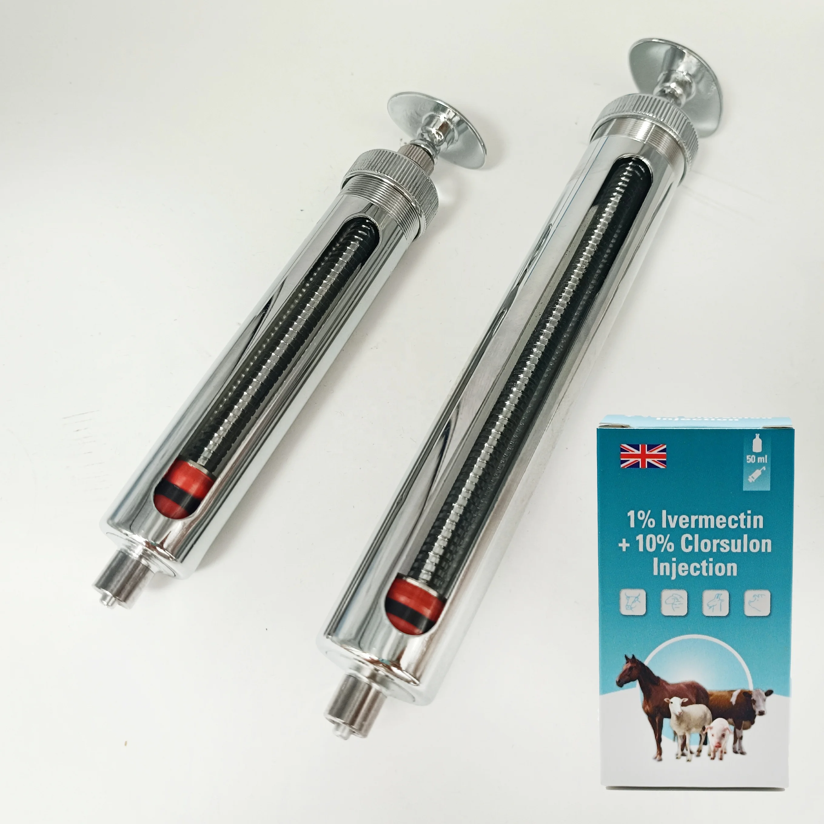Reusable Continuous Animal Metal Syringe Veterinary Vaccine Injection Syringe for pig cattle sheep use stainless steel syringe