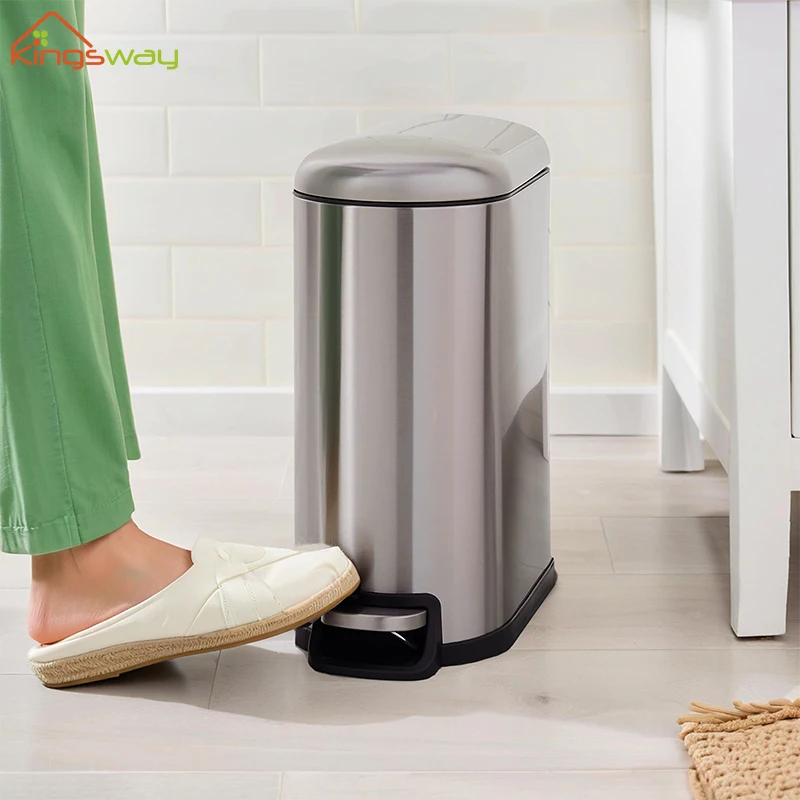 Custom Household Kitchen Waste Bins Bathroom Foot Pedal Garbage Bin Dustbin Stainless Steel Trash Can