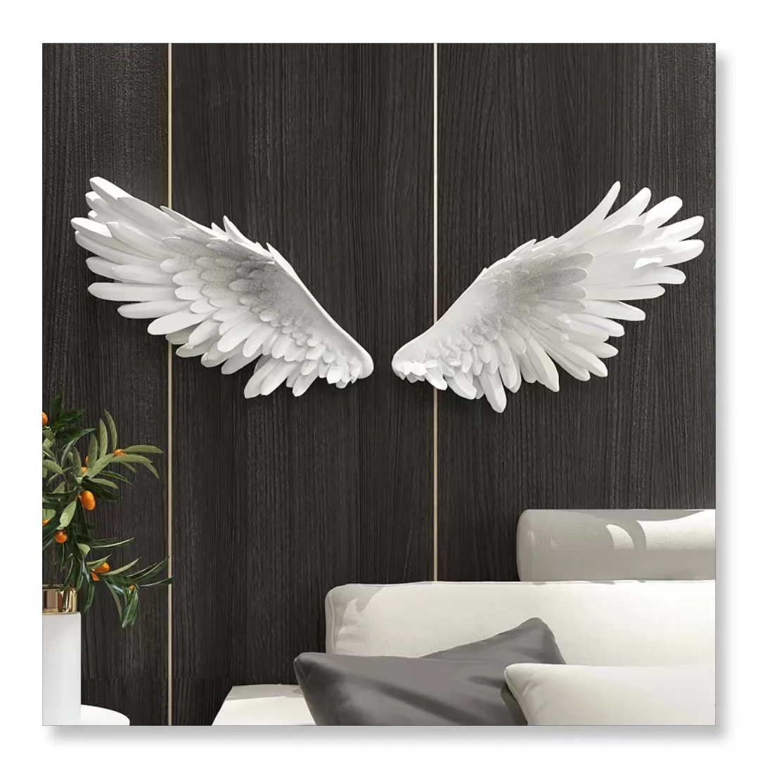 Nordic Wing Wall Ornament Living Room Luxury Restaurant Dining Bedroom Resin Feather Wall Hanging TV Background Surface Art
