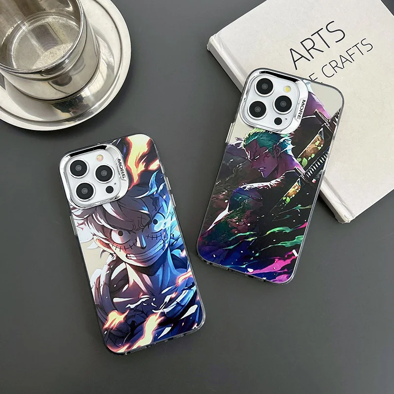 Защитные Чехлы для iPhone XR 11 12 13 14 15 Pro Max Plus с мультяшным аниме One Pieces Luffy Zoro