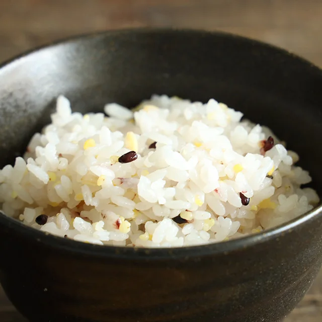 Small flavorful brown Japanese white glutinous rice for healthy