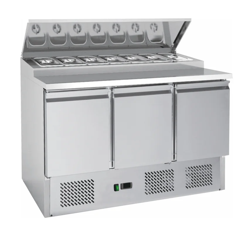 Refrigeration Equipment Bakery Counter Chiller Pizza Top 2 Solid Door 7 Drawers Counter Salad Table
