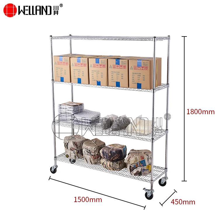 Heavy Duty 5 Tier Storage Restaurant Kitchen Rack Metal Shelf Chrome Wire Shelving Unit