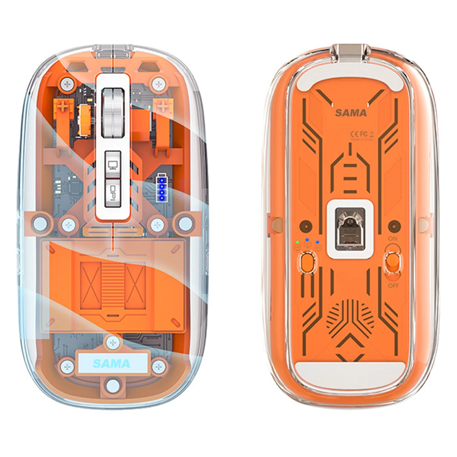 Беспроводная мышь fmouse m133 прозрачная компьютерная мышь двойная BT5.1 2,4 г Регулируемая DPI Магнитная Съемная компьютерная мышь