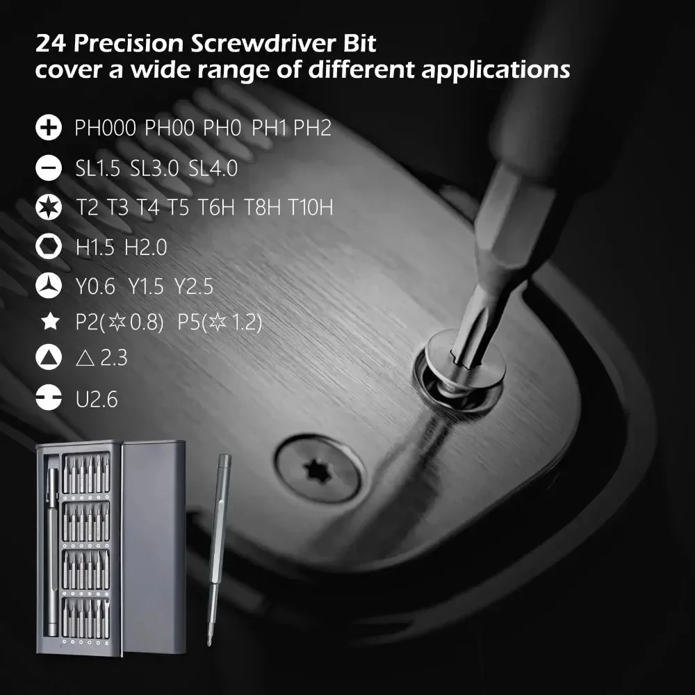 24 in 1 Precision Screwdriver Set Multifunction Maintenance Disassembly Tool Suitable for Phone Watch Camera Glasses Sets