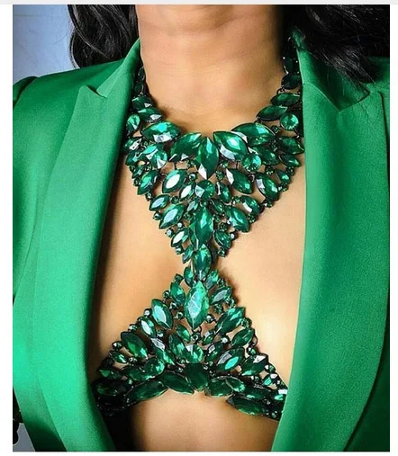 Crystal Bikini Body Chain Harness Women Sexy Crystal Bra Underwear Set Swimsuit Chest Chain