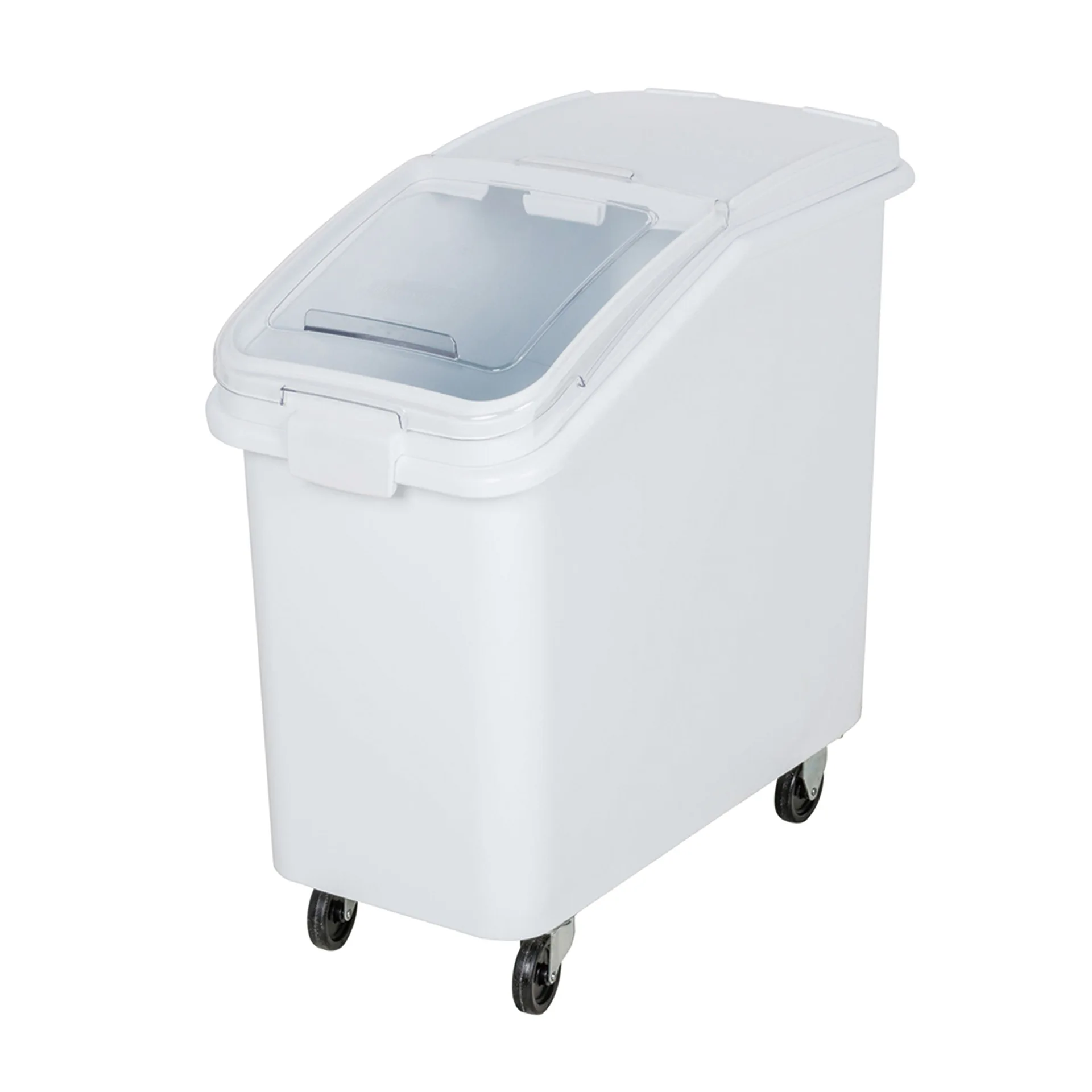100/120L Commercial Hotel Kitchen Mobile Plastic Food Safe Storage Ingredient Bin Sugar Rice Cereal Bucket Flour Bins With Wheel
