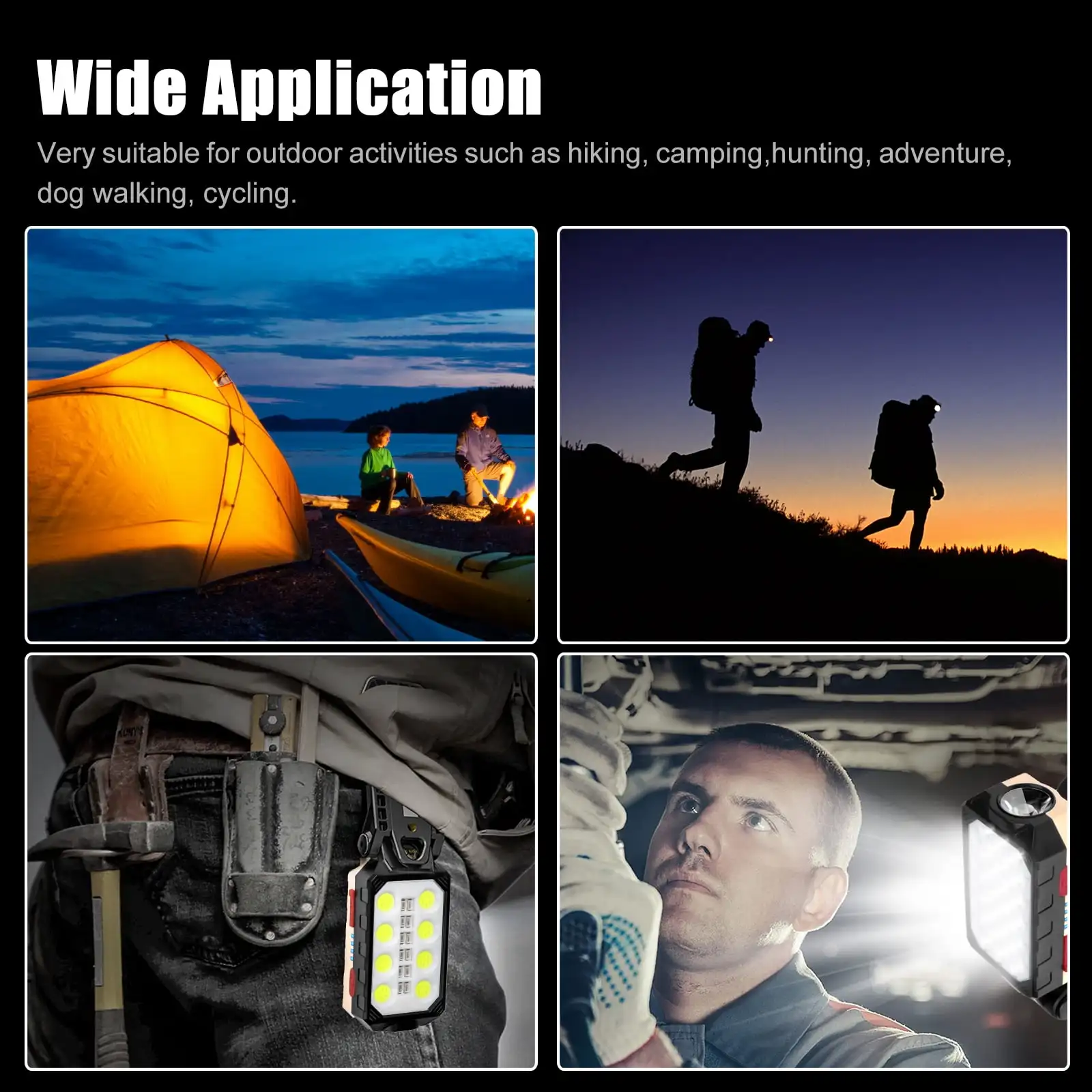 LED Work Light Super Bright Angle Adjustable Magnetic Adsorption IP66 Rechargeable COB Work Lamp with G1/4 Interface