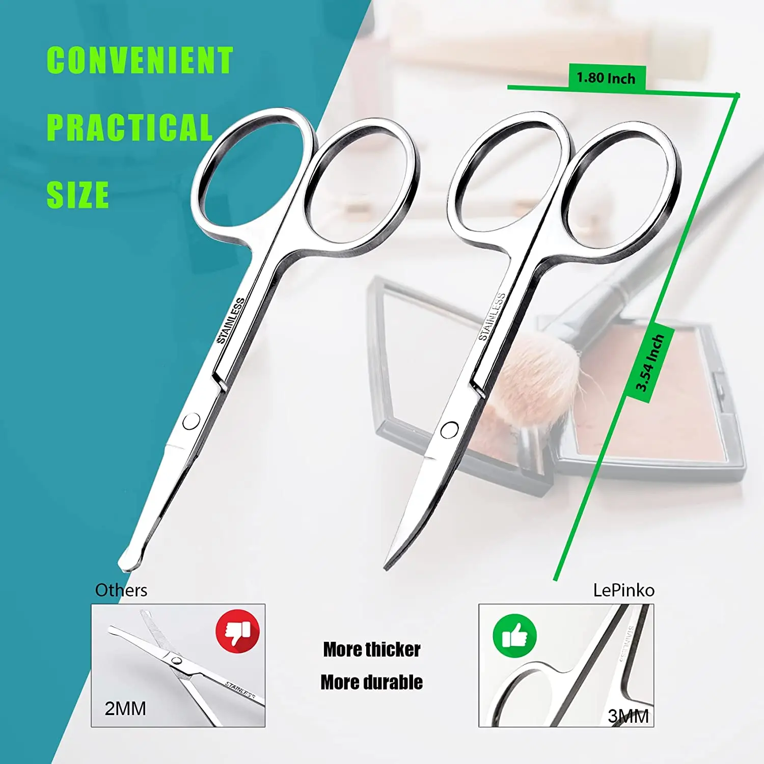 Stainless Steel Curved Eyebrow Eyelash Scissors Face Hair scissors Cuticle Nail Beauty Scissors