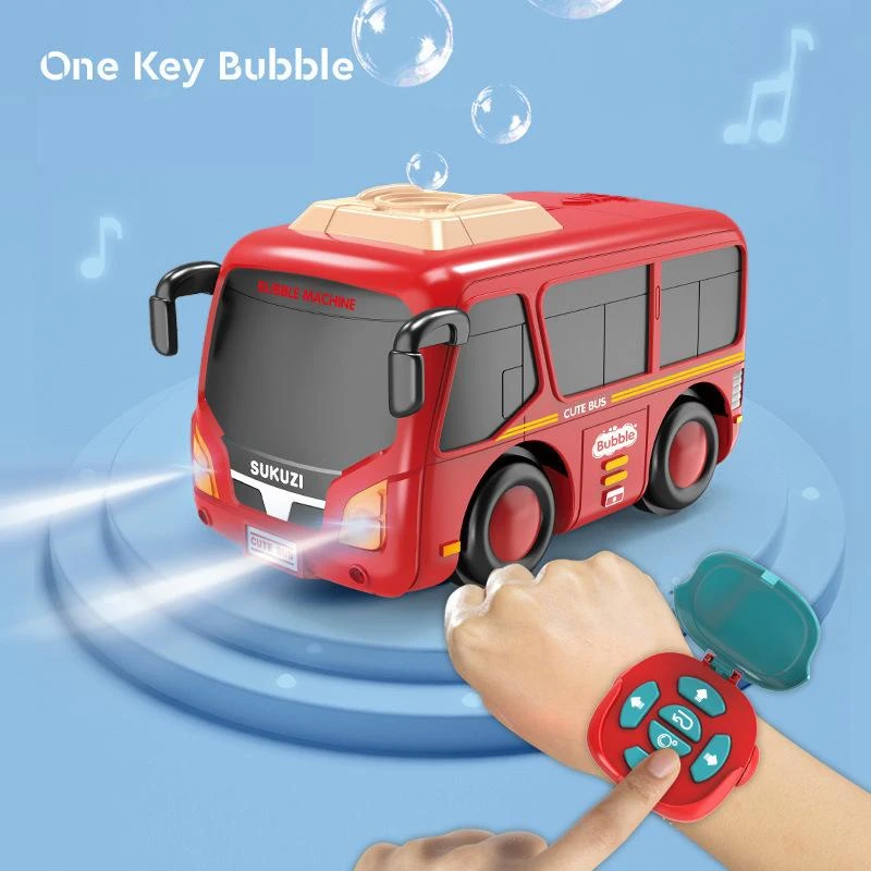 2023 Hot Sale Watch Can Remote Control Lovely School Bus Make Bubble Bubble Toys for Children Kid Gift