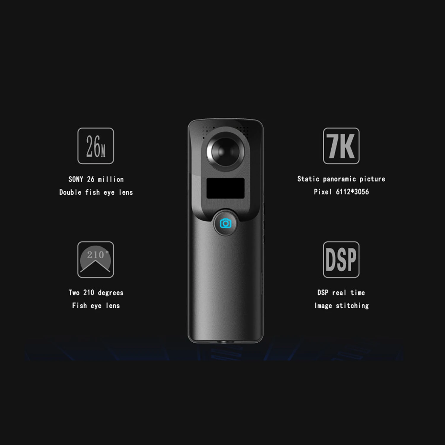Горячая Распродажа Новинка 4K 6112*3056 двойной объектив рыбий глаз 210 градусов карманная съемка в режиме реального времени VR видео Спортивная панорамная
