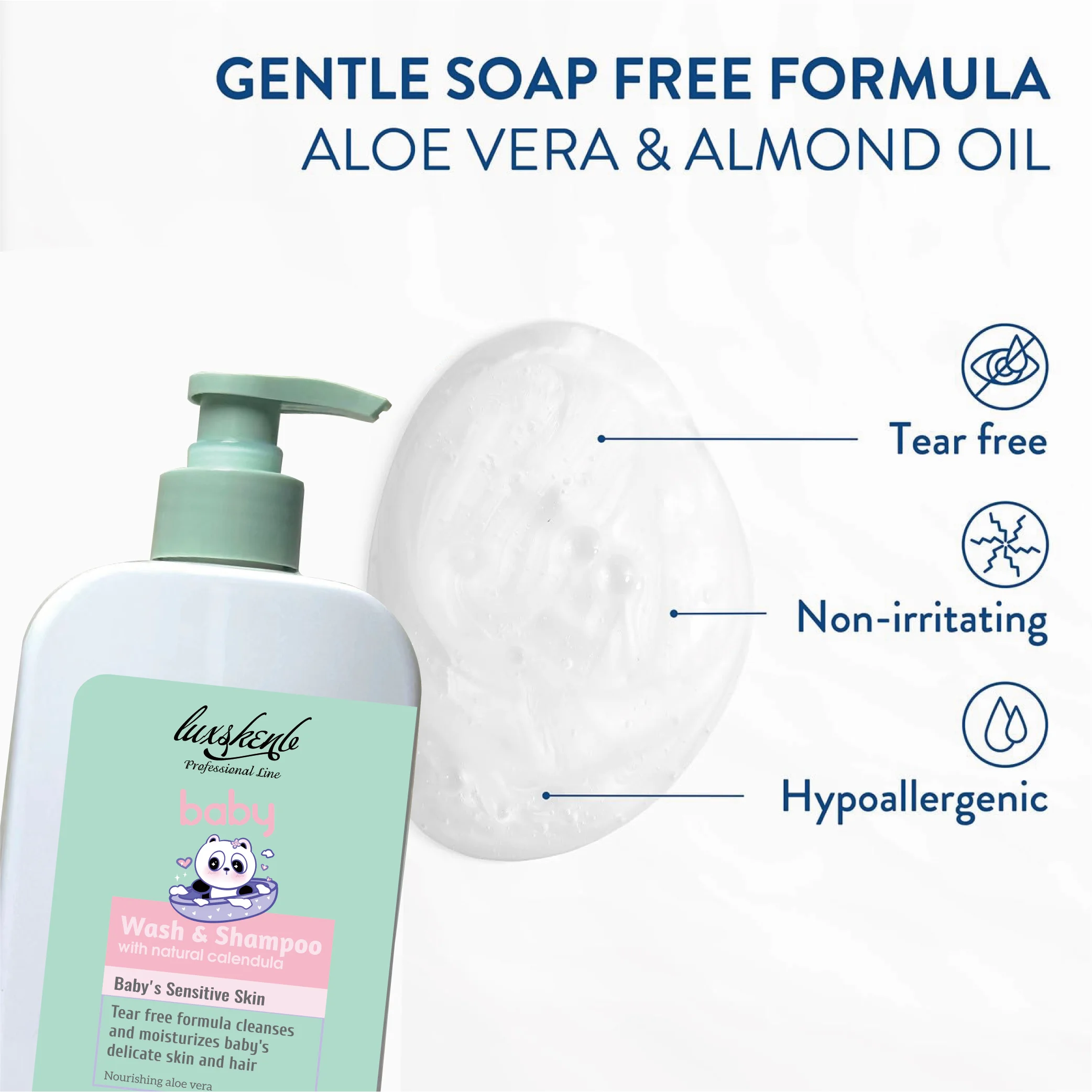 Private Label Custom Brand Vegan Organic Rice Milk Baby Shampoo 2IN1 Moisturizing and Nourishing Natural Tea Tree Shampoo