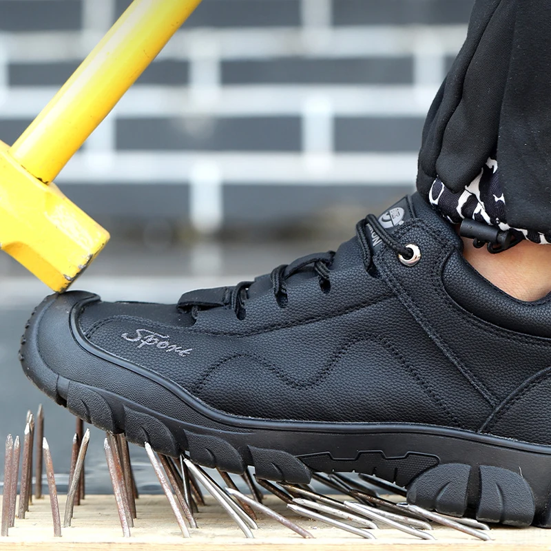 China factory fashion rubber sole non-slip men steel toe working shoes industrial leather safety boots