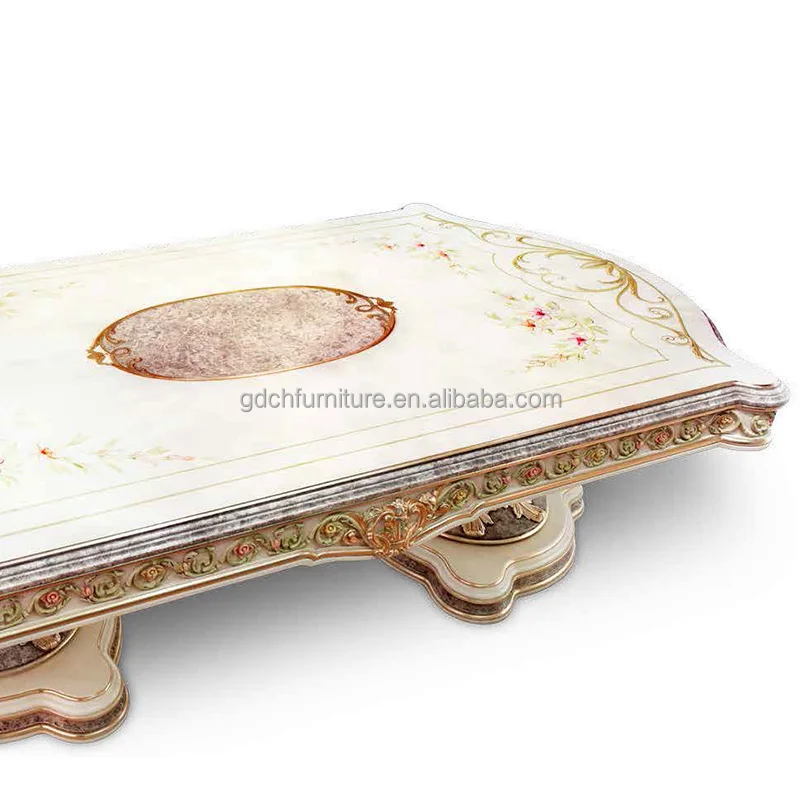 Baroque Antique Style Hot Sale Elegant Luxury Furniture Solid Wood Carved Dining Table