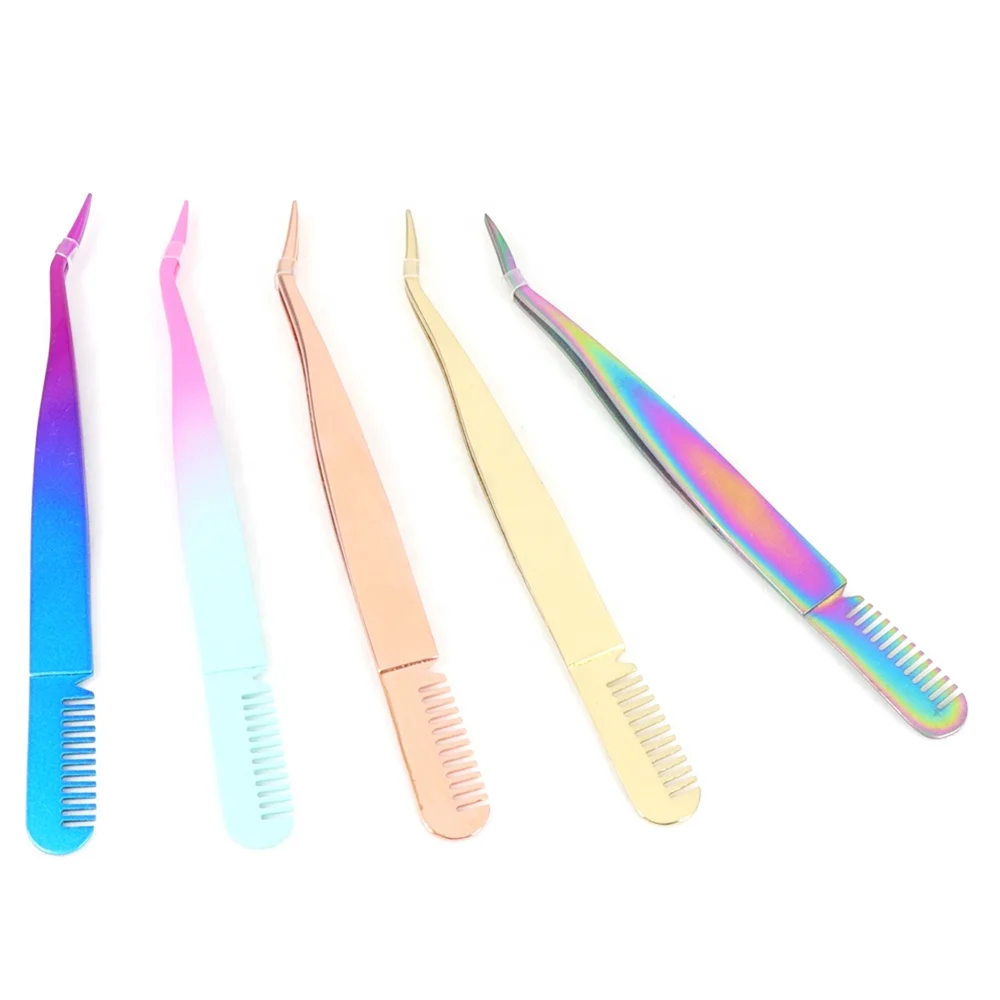 Private Label Logo Eyelash Tweezer Custom Lash Applicator Tool