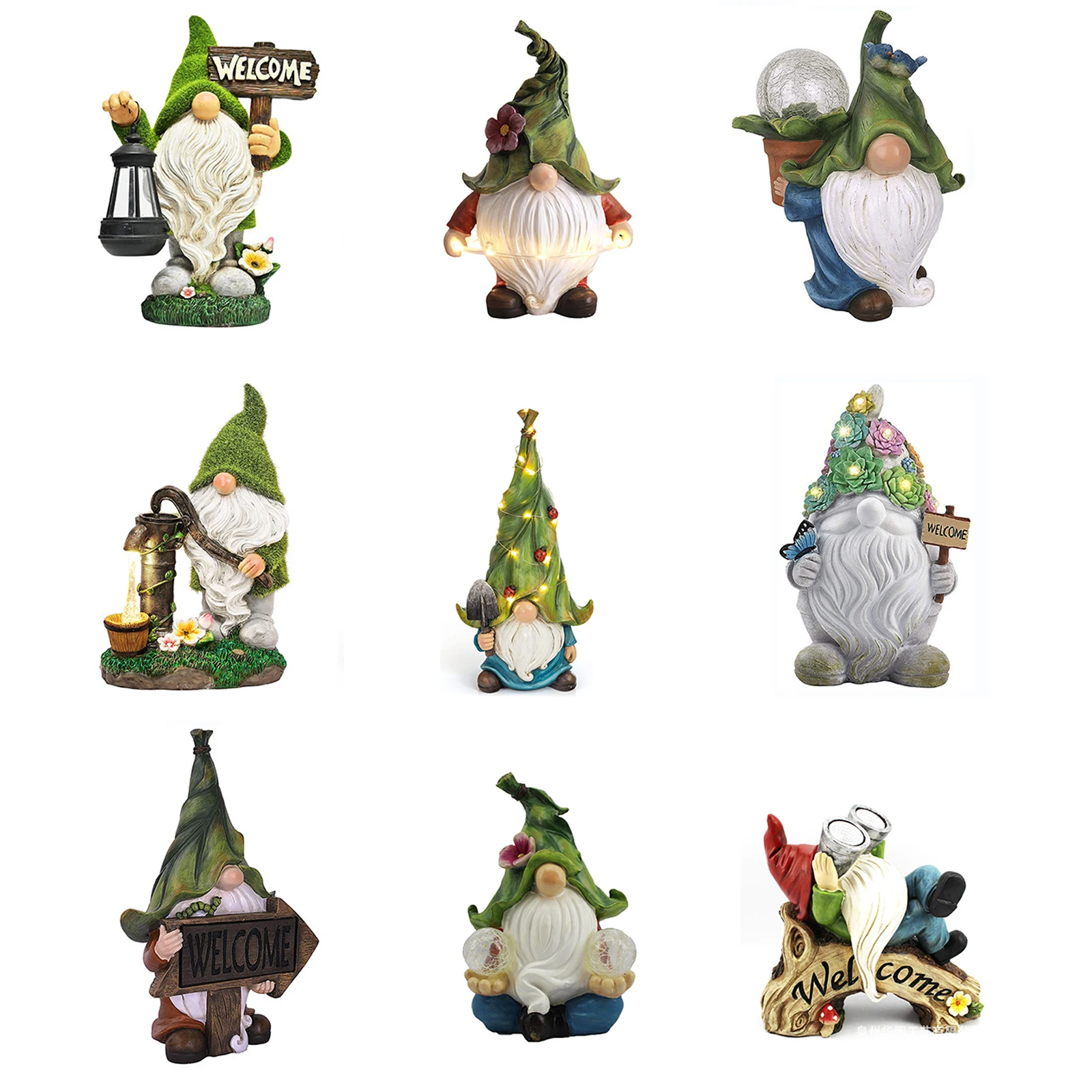 Christmas gifts Solar Energy Light Elf Statue Garden Gnome decoration outdoor Garden ornaments