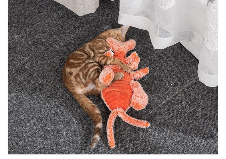 Battery Operated Simulated Lobster,Jumping Toys, USB Rechargeable Funny Plush Toys, Stuffed Animal Cat Toys, Pet Toys Supplies