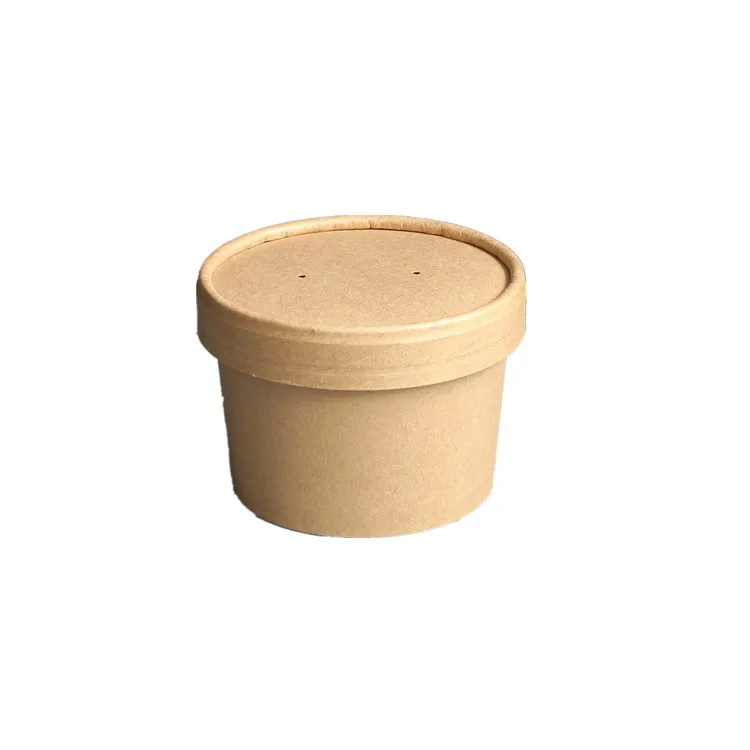 Food grade disposable food packaging kraft 32oz soup cup kraft paper soup cup paper bowl with lid