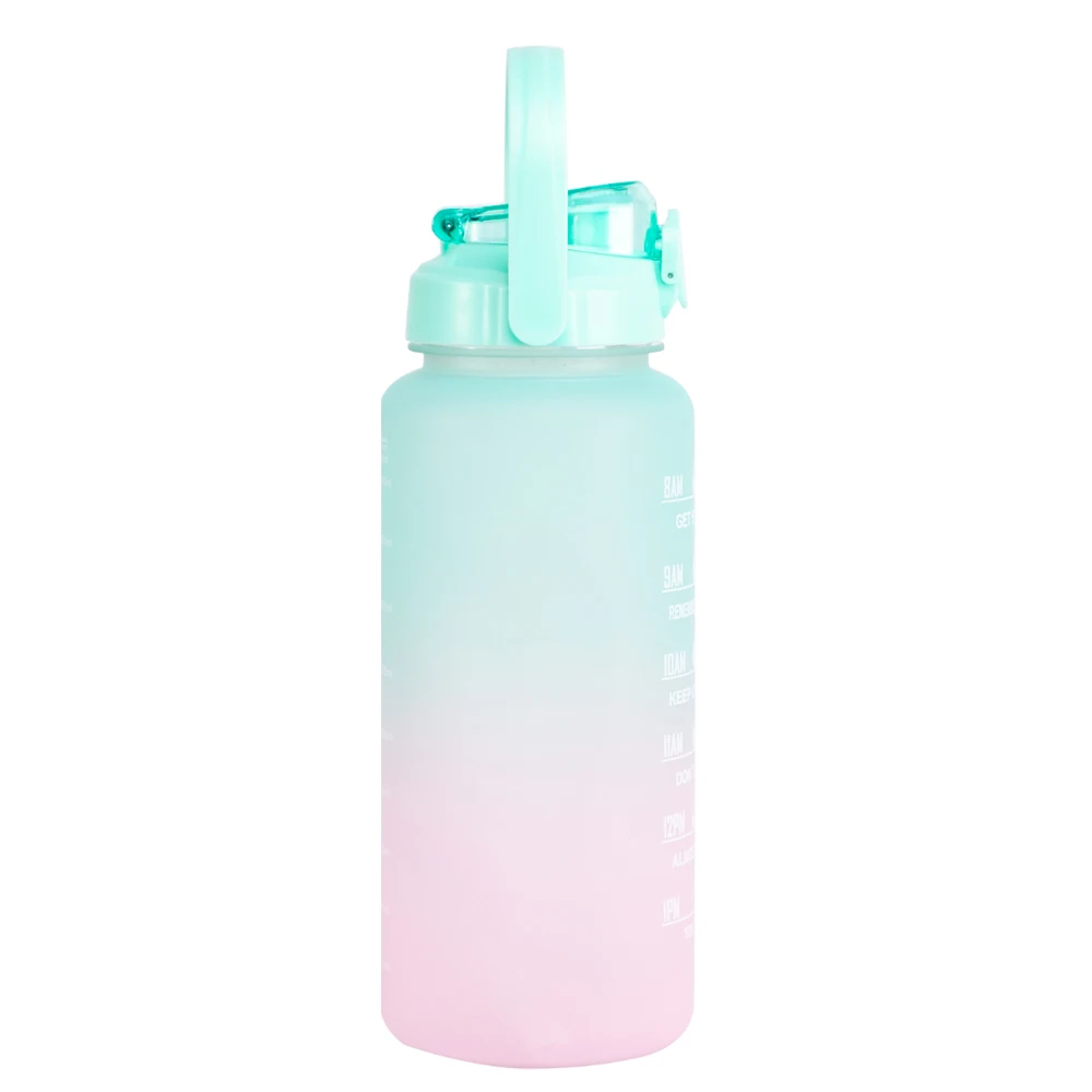 Factory Wholesale 64oz 2 Liter Large Capacity Fitness Gallon Sports Motivational Plastic Water Bottle with Time Marker and Straw