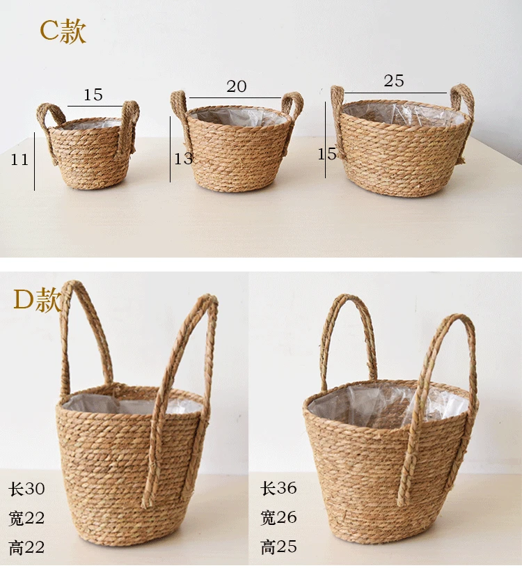 hot selling flower pot Indoor Outdoor storage Natural Multi Flower Plants Pots Straw Woven Seagrass Belly floriculture Basket