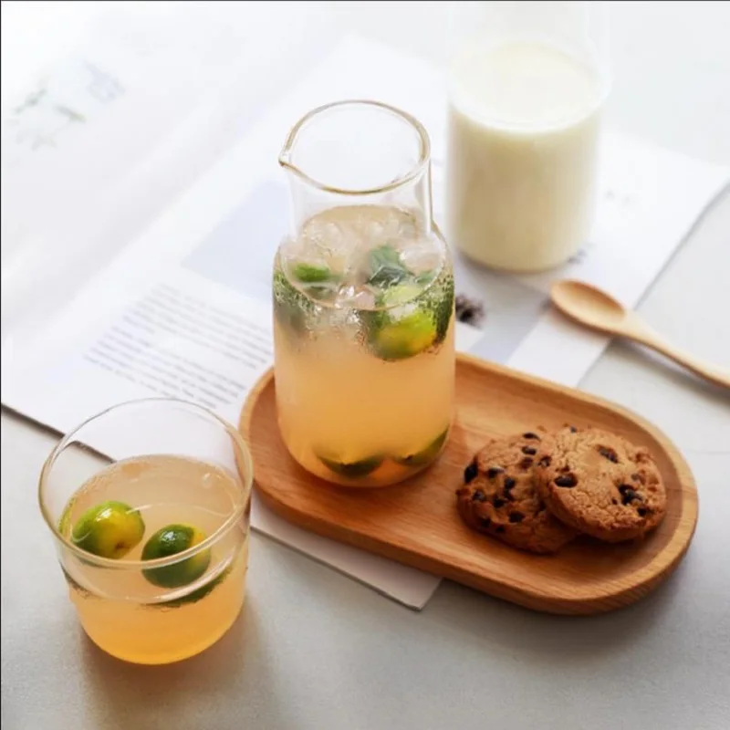 
400ml Handblown High Borosilicate Glass Carafe One Person Drink Glass Jug And Cup Set 