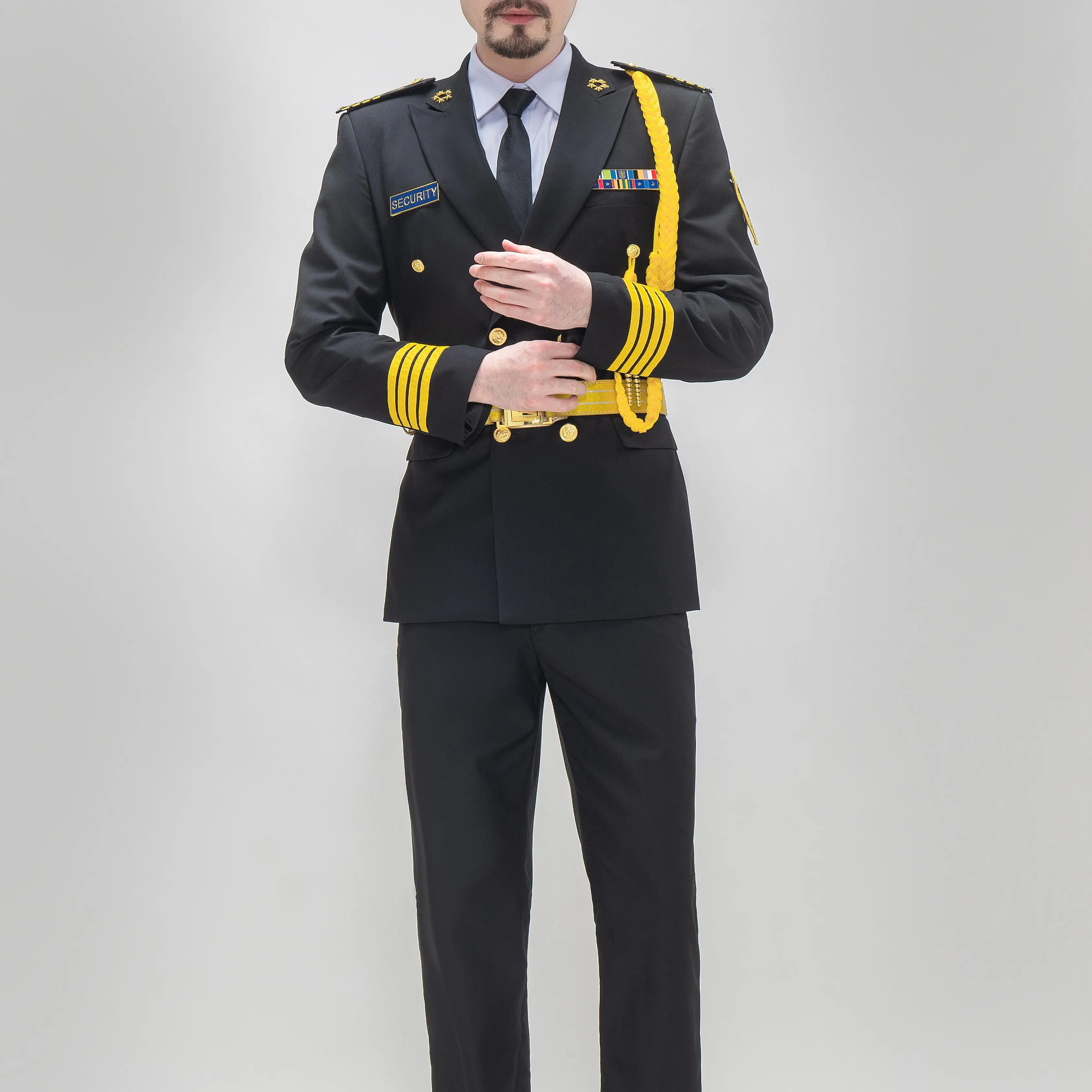 custom logo free sample double breast formal suit security guards uniforms samples full uniform for guard workwear