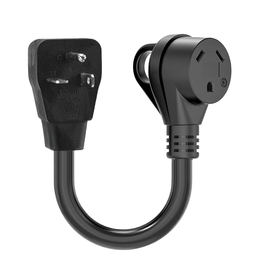 ETL Listed 20A to RV 30A Adapter Cord NEMA 5-20P to NEMA TT-30R STW 10/3 12 inch& 18 inch Generator Adapter Cord