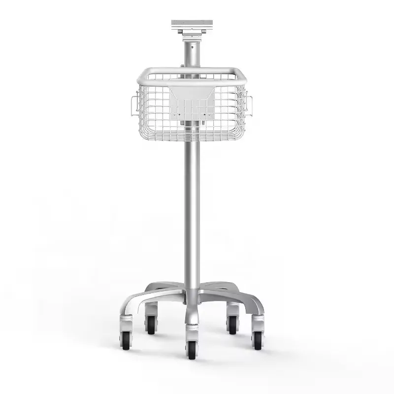 Amain Medical aluminum alloy monitor stand ECG Nursing cart workstation Stainless steel patient monitor trolley cart