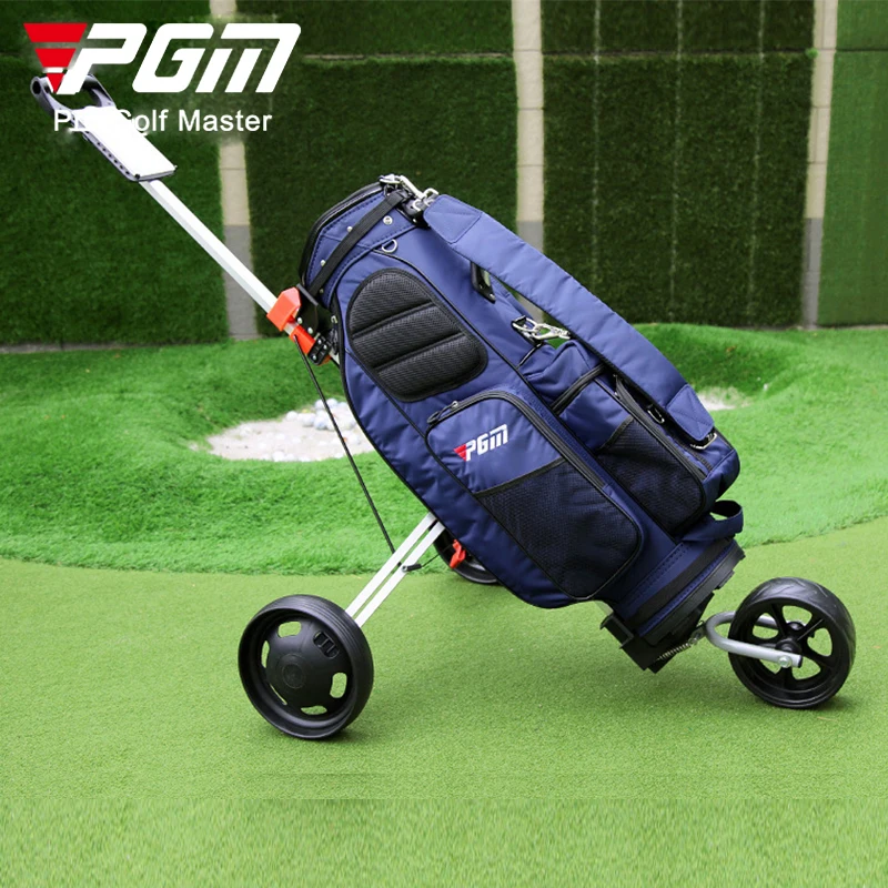 PGM QC001 golf buggy push trolley 3 wheel outdoor folding golf trolley for sale
