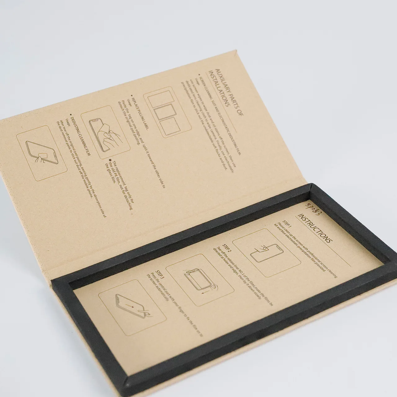 LOW MOQ Custom Book Shape Rigid Cardboard Mobile Phone Glass Screen Protector Gift Packaging Box